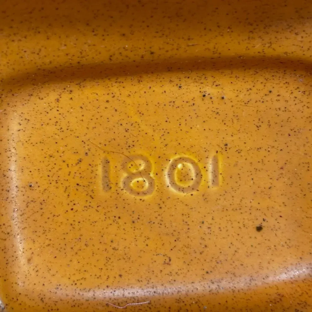 Vintage McCoy USA art pottery planter speckled orange shallow oblong #1081